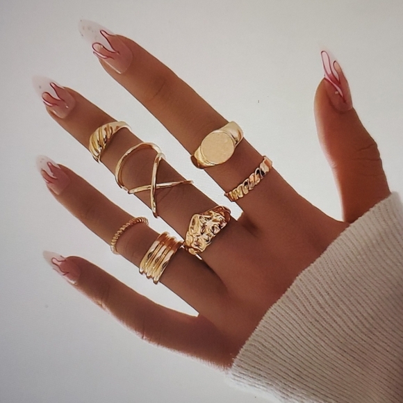 Unbranded Jewelry - 8pcs Variety Fashion Gold Tone Ring for Women's Girl